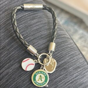 Oakland Athletics Charm Bracelet - Black and Silver